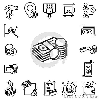 Set of Money Related Vector Illustration
